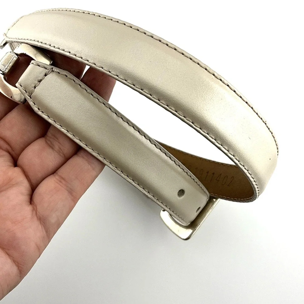 FOSSIL White Ivory‎ Leather & Metal Belt Women Size M 29-33 in